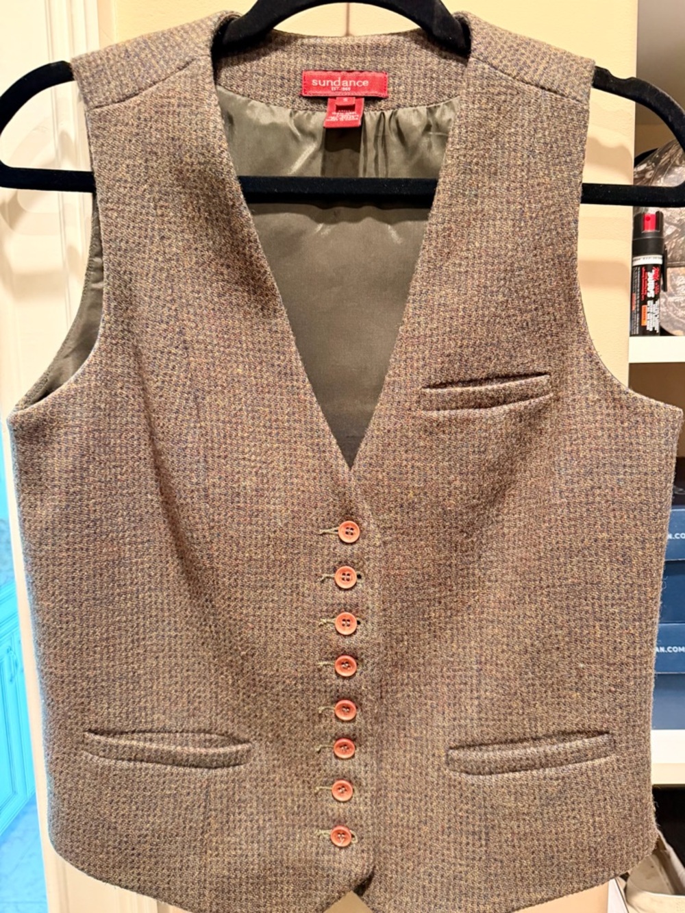 Sundance Wool Tweed Vest in Brown and Multicolor